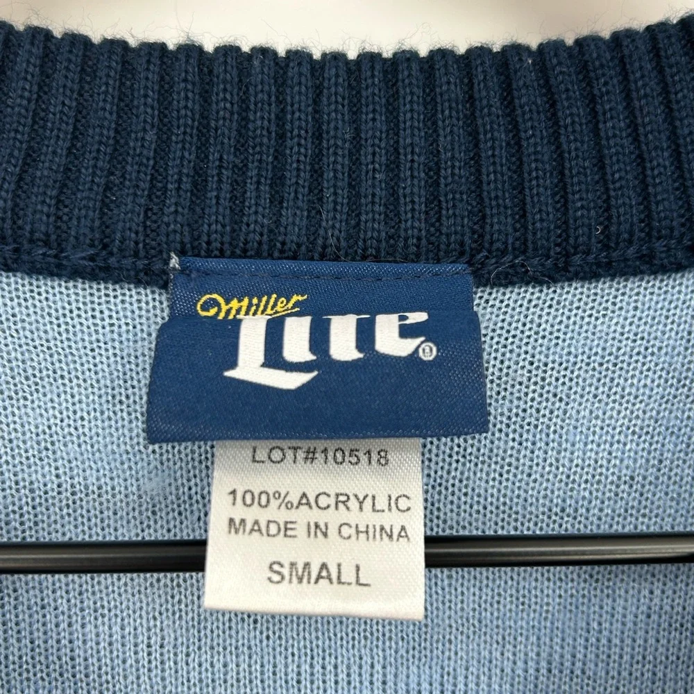 Miller Lite Unisex Holiday Christmas Sweater Navy Blue ‘Tis Miller‎ Time -Small